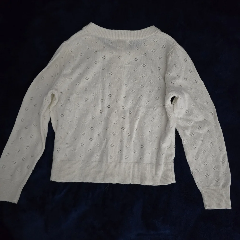 Cat & Jack Off-White Eyelet Button-Front Cardigan